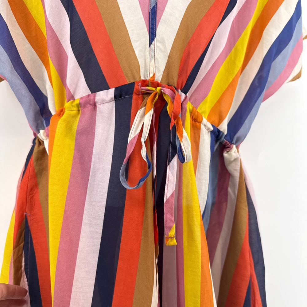 Xirena NWT Aventine Grayson Striped Cotton Silk V-Neck Midi Dress Small NEW $310 - Picture 5 of 11